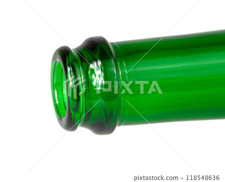 One green wine champange bottle isolated on the white 118548636