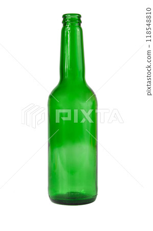 Empty green bottle beer isolated on the white 118548810