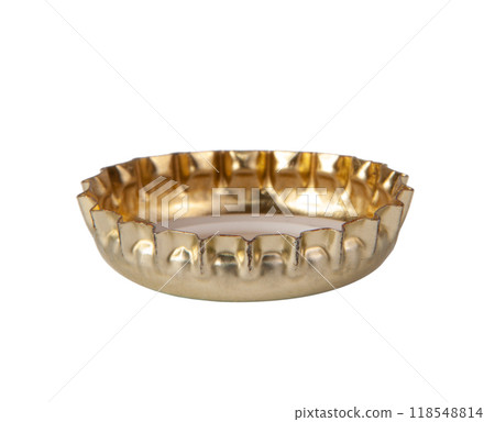 Metallic bronze beer cap isolated on the white Metallic bronze beer cap isolated on the white 118548814
