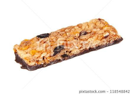 Protein muesli granola bar isolated on the white Protein muesli granola bar isolated on the white 118548842