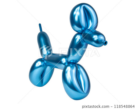 Blue bright balloon dog isolated on the white 118548864