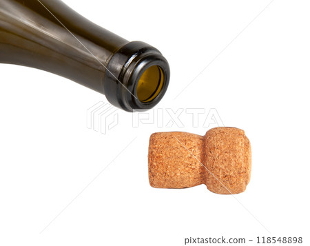 Wine vintage cork isolated on the white 118548898