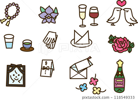 可愛的手繪插圖，可用於儀式場合 118549333