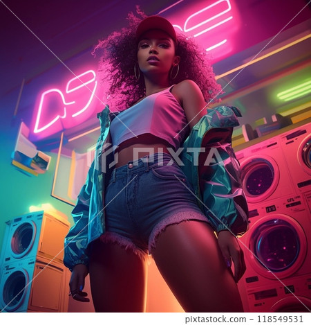 Neon 80s Fashion Disco Retroave Stock Illustration 118549531 PIXTA