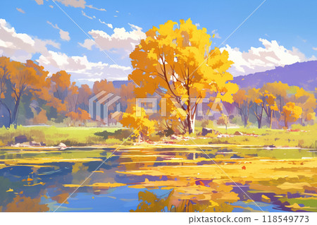 風景與秋天的落葉 118549773