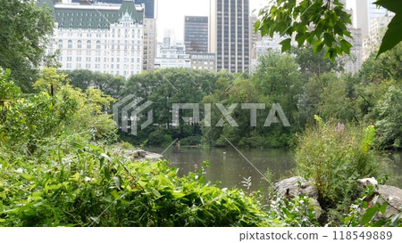 New York City Manhattan Midtown. Central park on Fifth 5 avenue, USA. Hotel building, Pulitzer Plaza 118549889