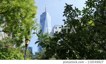 New York City Manhattan Downtown Financial District street. World Trade Center, Battery park, USA. New York City Manhattan Downtown Financial District street. World Trade Center, Battery park, USA. 118549927