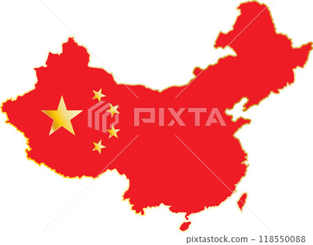 Map of China with flag on White Background. China Day. Vector illustration 118550088