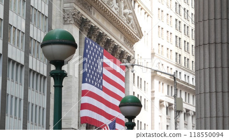 New York Manhattan Downtown Financial District, USA. American Wall street Stock Exchange building. New York Manhattan Downtown Financial District, USA. American Wall street Stock Exchange building. 118550094