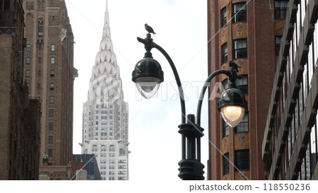 New York City Manhattan Midtown urban architecture. Chrysler building, 42 street skyscraper, USA. New York City Manhattan Midtown urban architecture. Chrysler building, 42 street skyscraper, USA. 118550236