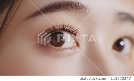 Close-up of a woman's eyes | Eye makeup, eyelashes, eyebrows 118550247