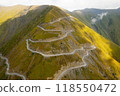Mountain winding road in Tusheti in Georgia 118550472