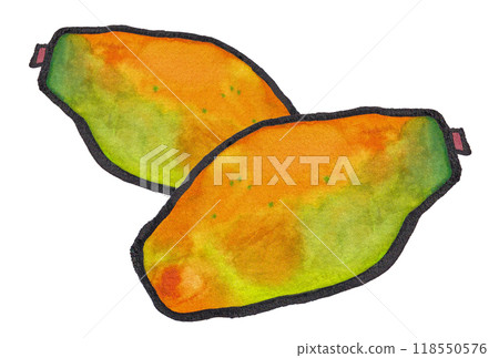 Hand-painted watercolor painting (picture letter) "Papaya" (two pieces) 118550576