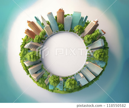 Miniature city image material with copy space in the center 118550582