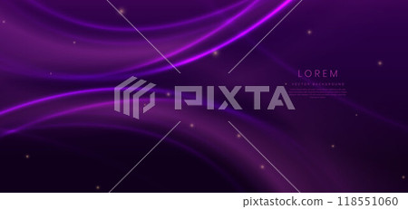 Luxury dark purple background with purple glowing line curved and lighting effect sparkle. Luxury dark purple background with purple glowing line curved and lighting effect sparkle. 118551060