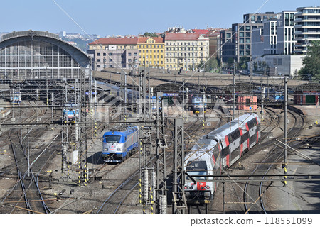 Prague Main Railway Station (Praha hlavni nadrazi), the busiest railway hub in Czechia, in Prague, capital of Czech Republic Prague Main Railway Station (Praha hlavni nadrazi), the busiest railway hub in Czechia, in Prague, capital of Czech Republic 118551099
