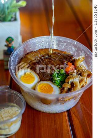 Chashu Rice Bowl on the Table 118551140