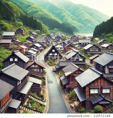 Image of the townscape of Shukunegi village (Ogi, Sado City) 118551184