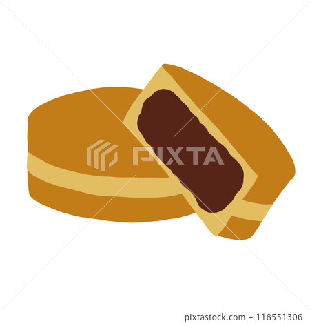 Hand drawn red bean bun for Japanese sweet dessert, snack, street food, cafe, restaurant, menu, recipe, cook book, ingredients, Asian food, lunch, dinner, department store, food zone, sticker 118551306