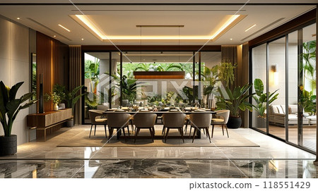 A VR design of a spacious dining room A VR design of a spacious dining room 118551429