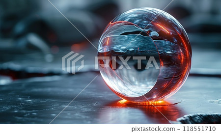 A 3D glass logo with a futuristic look. 118551710