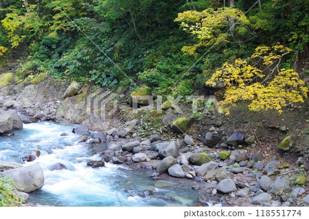 The Chubetu River seen around Hagoromo Falls in Hokkaido 118551774
