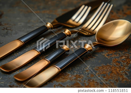 A luxury cutlery set with a modern A luxury cutlery set with a modern 118551851