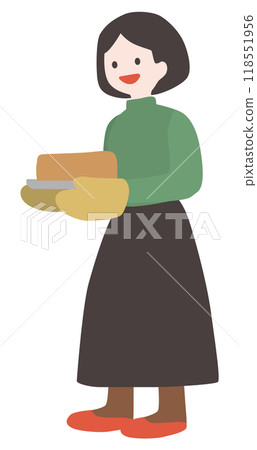 Vector illustration of a woman baking a cake Vector illustration of a woman baking a cake 118551956
