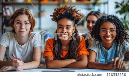 A diverse team working on a project together. 118552258