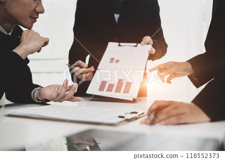 Group of businesspeople discussing for new strategy of development at office 118552373