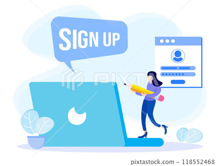 Illustration vector graphic cartoon character of online registration 118552468