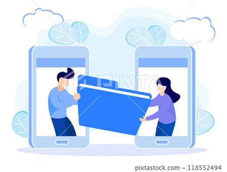 Illustration vector graphic cartoon character of sharing file 118552494