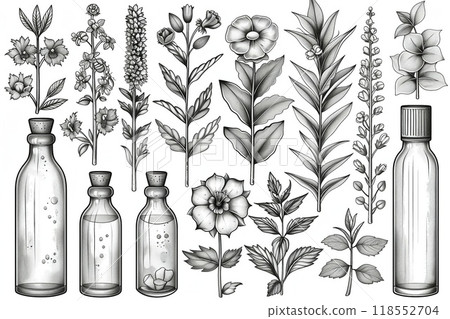 An outline illustration of different types of trees. 118552704