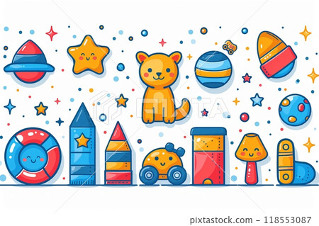 An outline illustration of different types of trees. 118553087