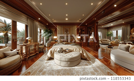 A virtual reality tour of a luxury bedroom 118553343