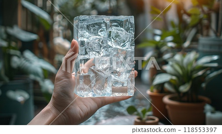 A glass logo displayed on a digital device. 118553397