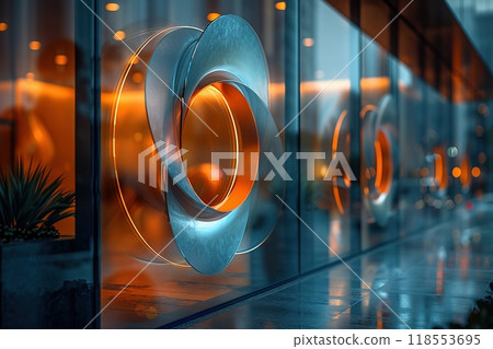 A glass logo mockup with a modern 118553695