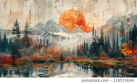 A photo collage with nature and landscape images 118553698