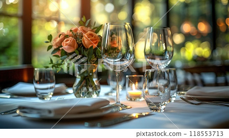 A set of cutlery displayed in a high-end restaurant. 118553713