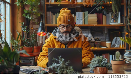 A person with a disability working at a desk inclusive workplace 118553723