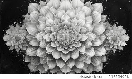 A detailed outline of a mandala design. 118554058