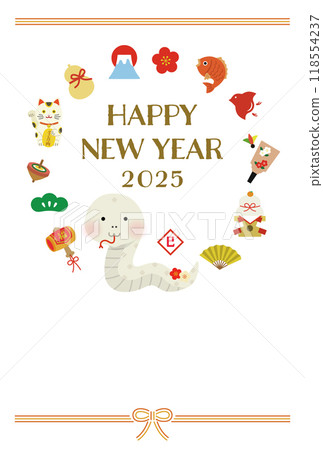 Illustration of New Year's card for the year of the snake Illustration of New Year's card for the year of the snake 118554237