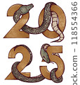 2025 Year of the Snake Symbol, hand drawn sketch illustration 118554366