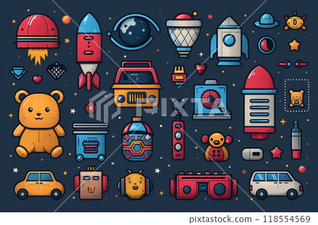 An outline illustration of different types of trees. 118554569