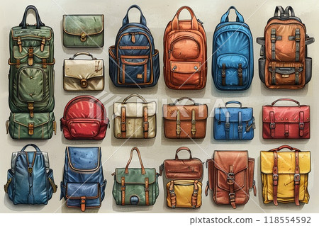 A detailed outline of different types of furniture. A detailed outline of different types of furniture. 118554592