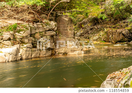 奧津溪谷的秋天 落葉飄揚 4 岡山縣富田郡鏡野町 奧津溪谷的秋天 落葉飄揚 4 岡山縣富田郡鏡野町 118554859
