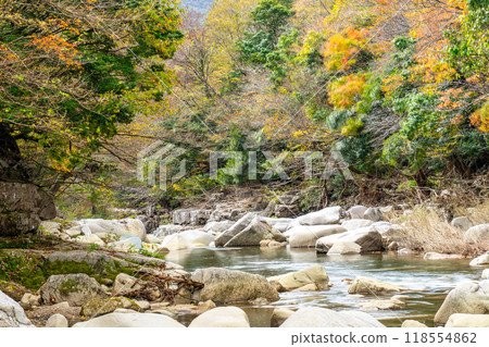Autumn in Okutsukei Valley: Autumn Foliage in the Valley 3, Kagamino-cho, Tomata-gun, Okayama Prefecture 118554862