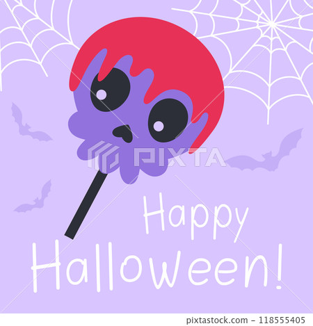 halloween card with skull lollipop halloween card with skull lollipop 118555405