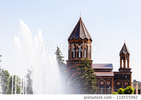 fountain and Holy Saviour's Church in Gyumri city fountain and Holy Saviour's Church in Gyumri city 118555992