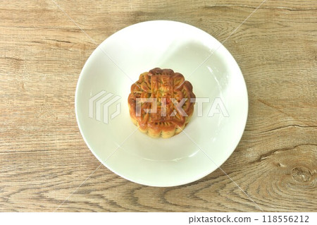 moon cake Chinese tradition dessert in festival on plate 118556212